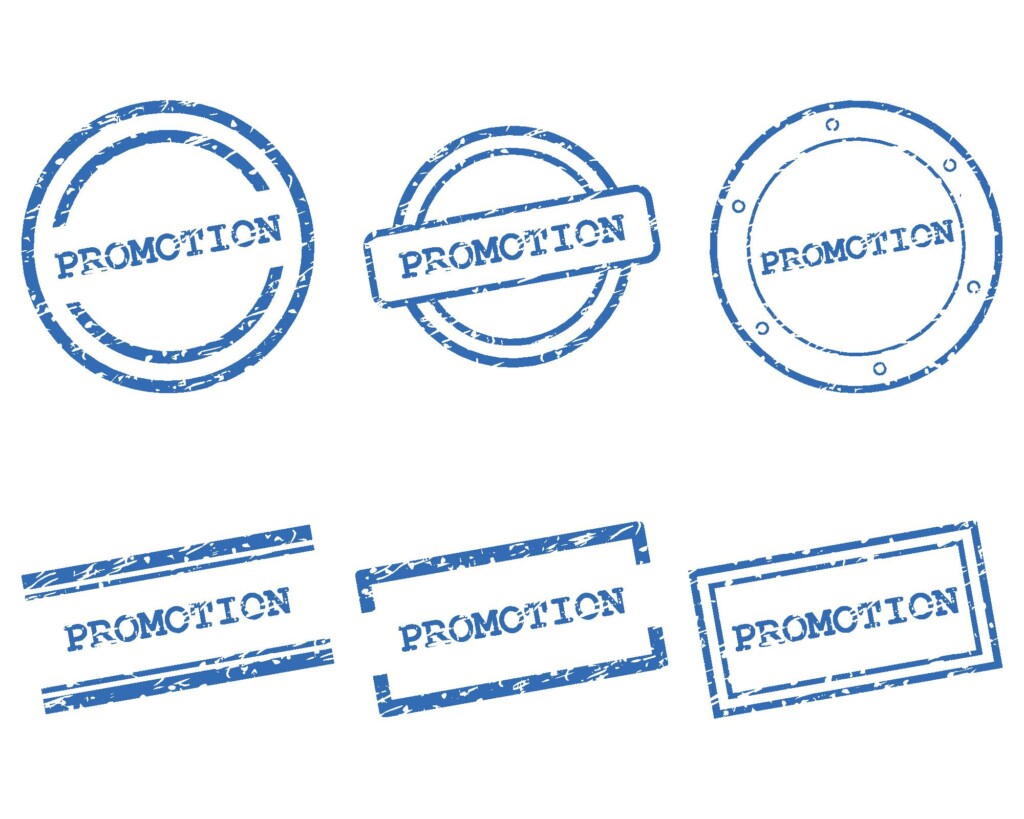 graphic showing rubber stamps with the word promotion on them to illustrate WellHaven Pet Health Family of Practices Announces Promotions
